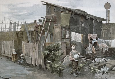 Poverty in Paris: The Passage Gergovie, 1884 by Felicien baron de Myrbach Rheinfeld